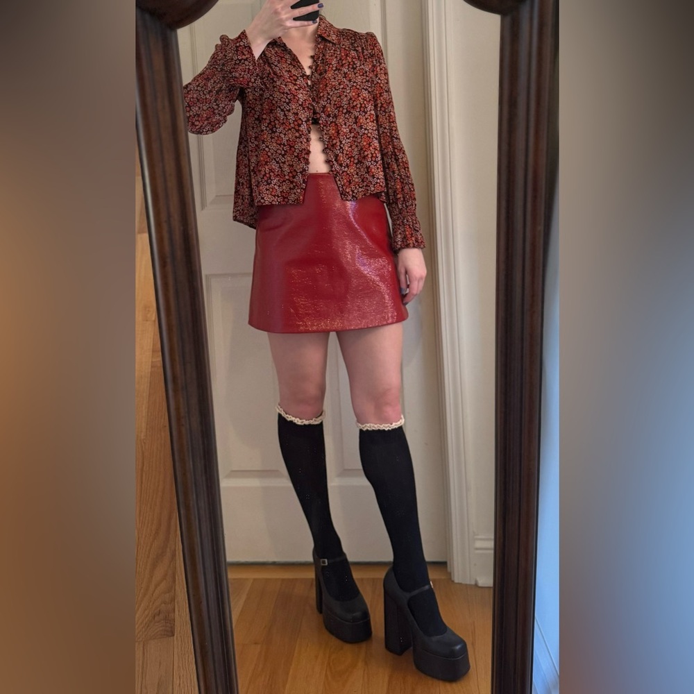 *3 for $12* Red Floral Button Down